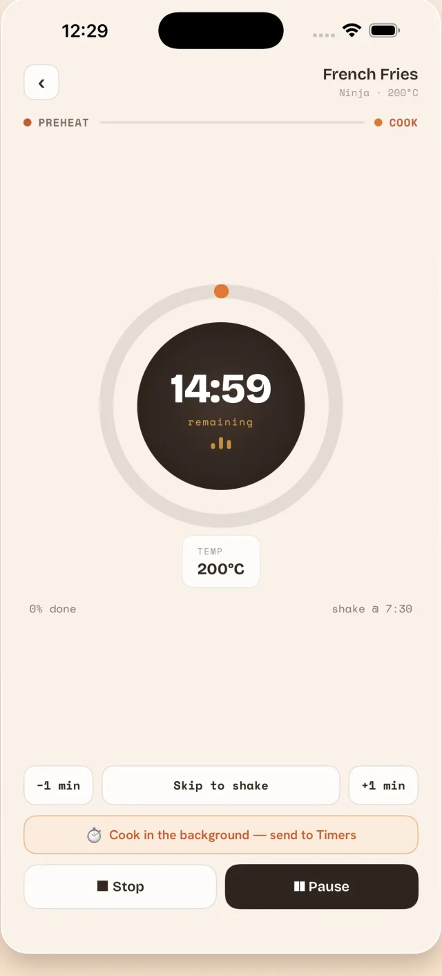 Cook with a shake cue