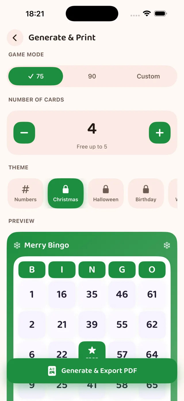 Generate cards to print