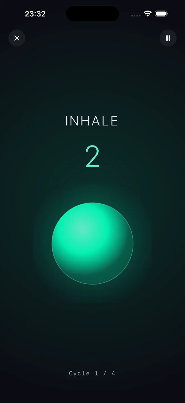 The orb guides every breath