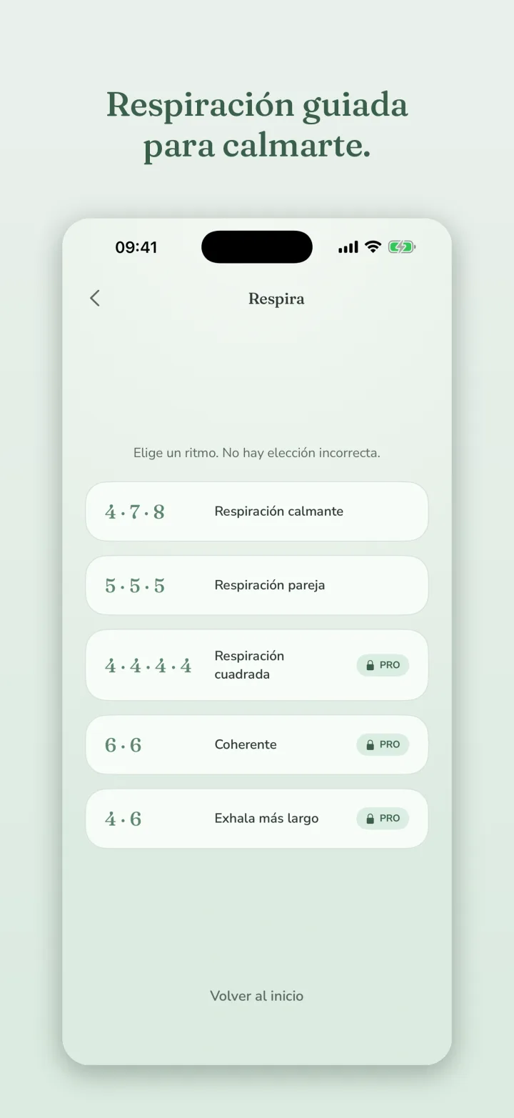Respiración guiada opcional