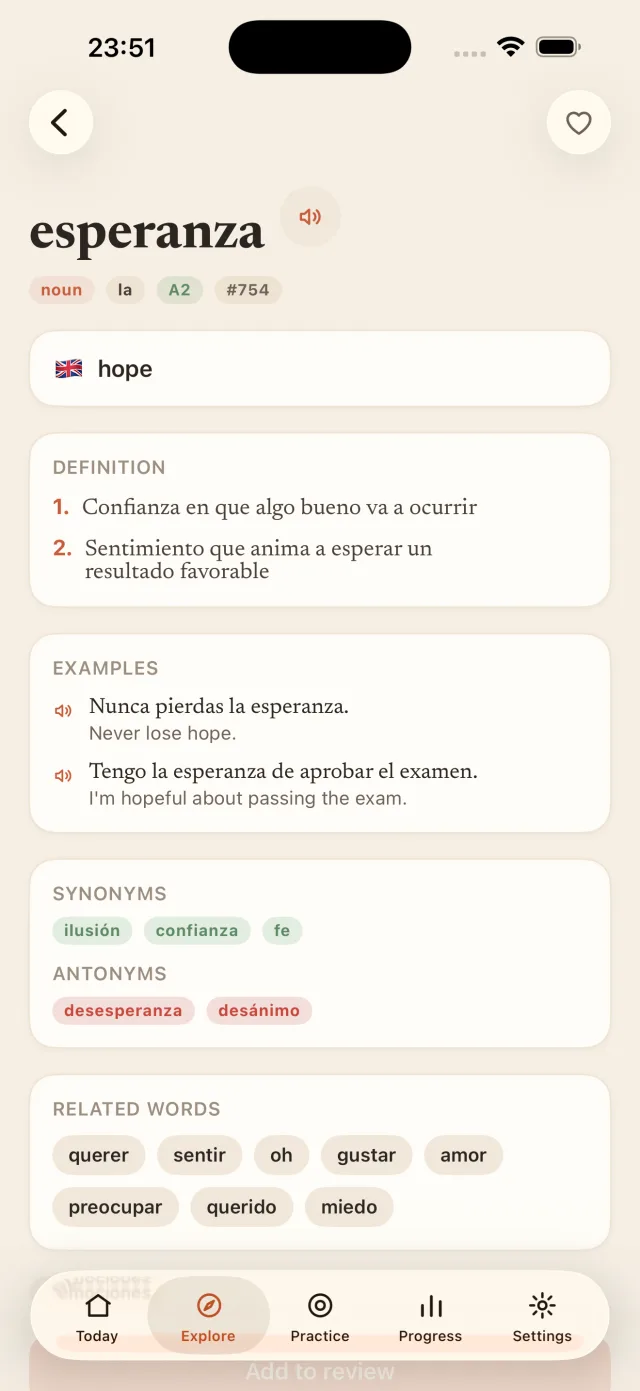 Definition, audio and examples