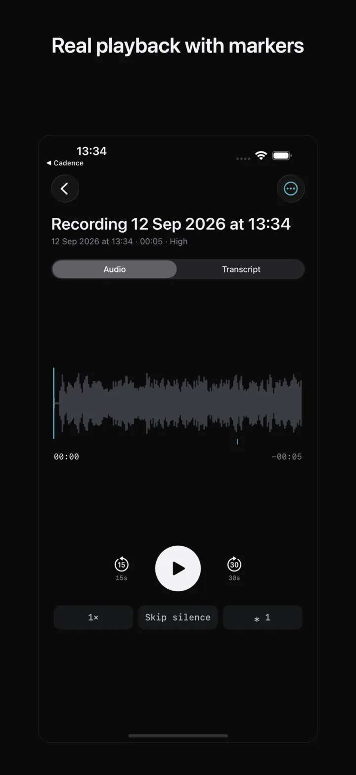 A transcript that jumps to the audio