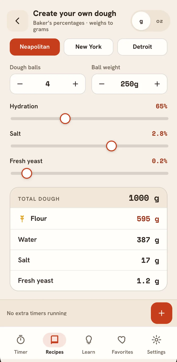 Dough by baker's percentages