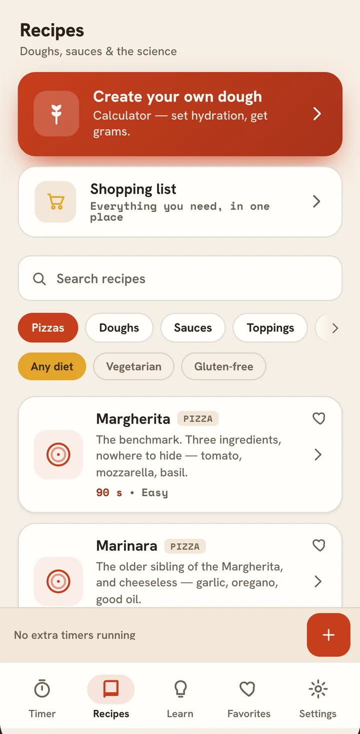 Recipes and a dough calculator