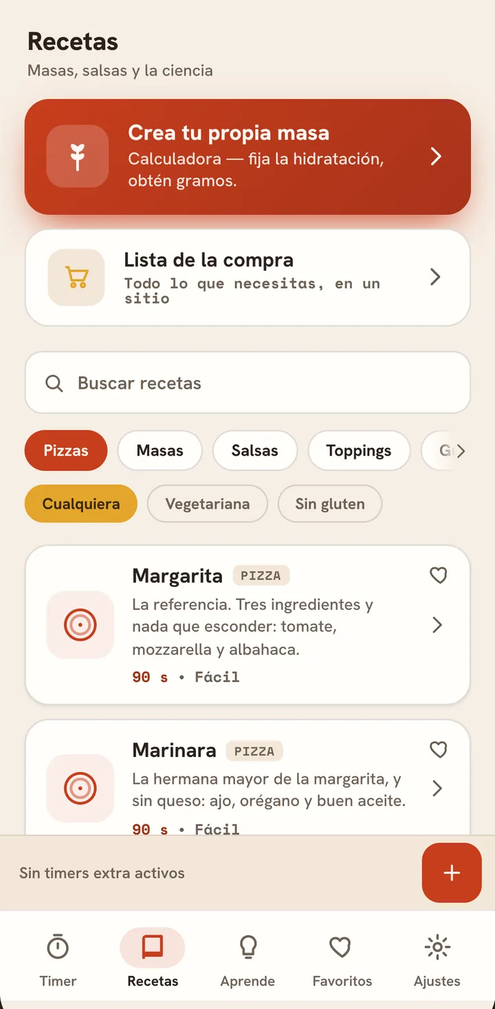 Recetas y calculadora de masa