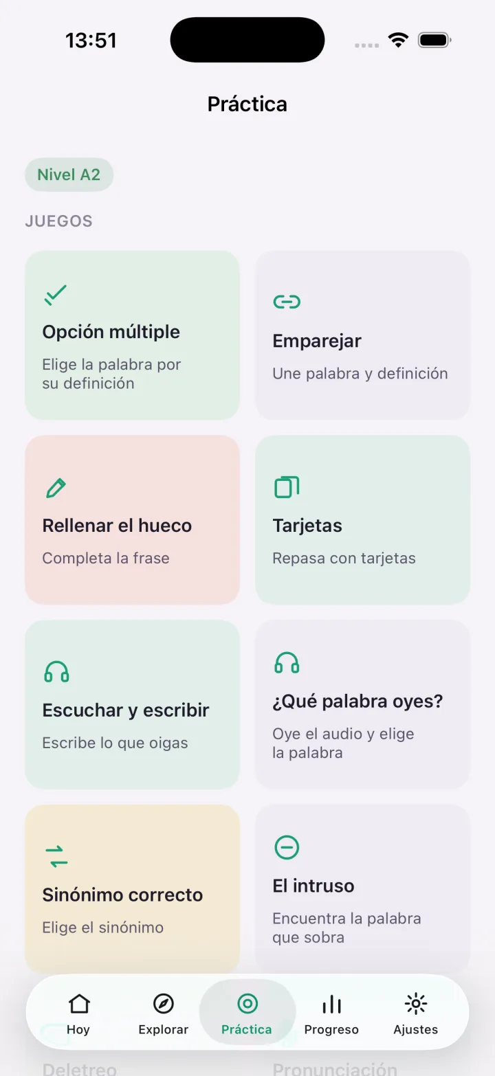 Juegos de práctica variados