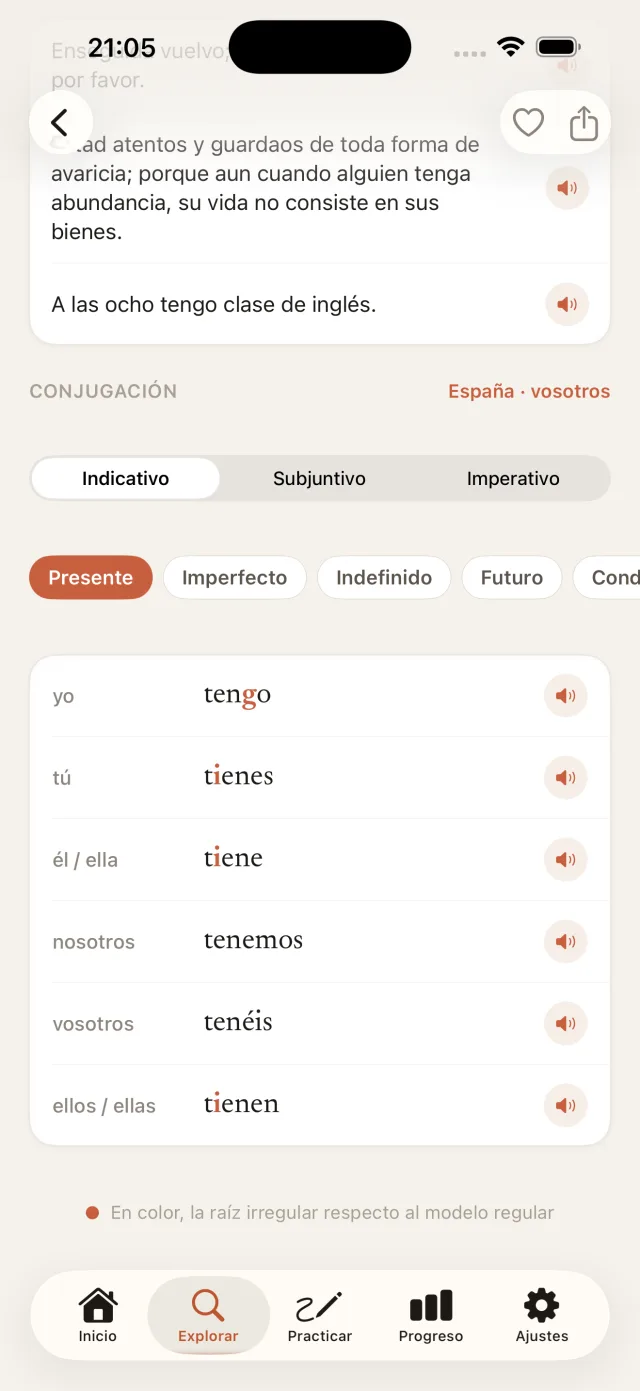 Tablas de conjugación completas