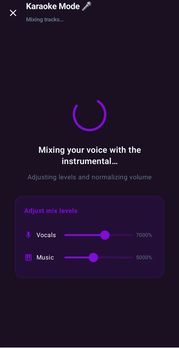 Adjust the vocals/music balance