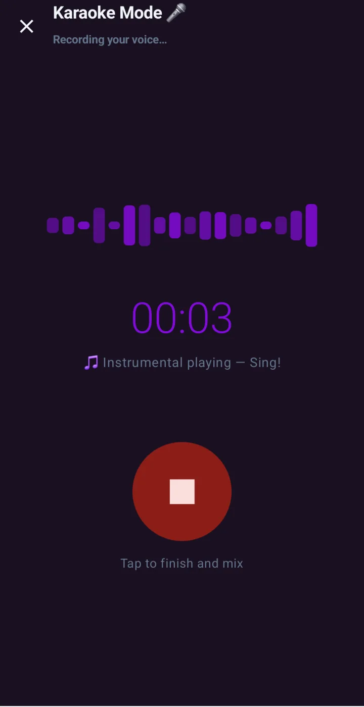 Record karaoke over the instrumental