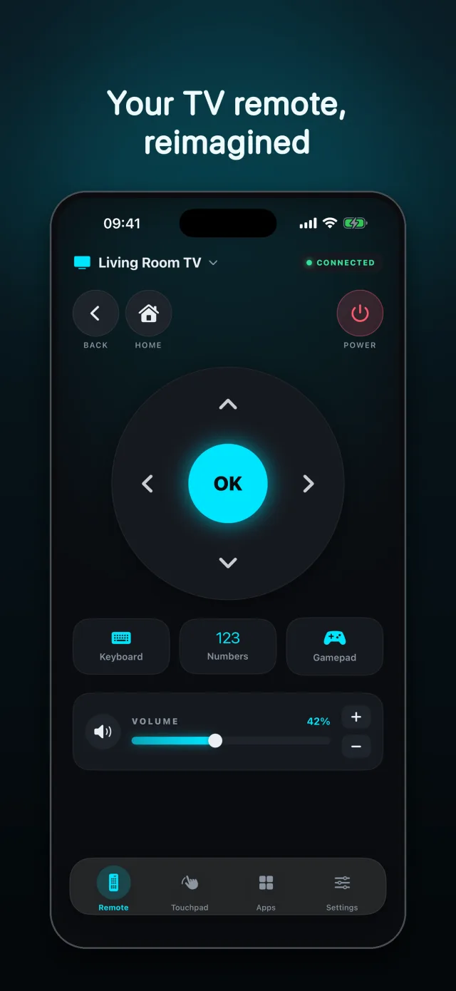 ZenMote remote with D-pad, OK button and volume control